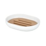 Wenko porte savon bambou, porte savon blanc posa, plastique sans bpa - bambou, 12x2, 5x9 cm, blanc - ...