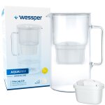 Wessper carafe en verre avec 1 filtre a eau (compatible avec brita maxtra), blanc
