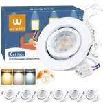 Wowatt lot de 6 spots led encastrables orientables 6w, 3 couleurs, dimmables, ip44, ultra plat.