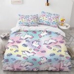 X cm house de couette polyester coton housse de couette x ado garcon avec taies d'oreiller x cm licorne ...