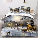 X cm house de couette polyester coton housse couette x avec taies d'oreiller xcm peinture de cheval parures ...