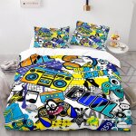 X cm housse de couette polyester coton housse de couette x ado garcon avec taies d'oreiller x cm graffitis ...