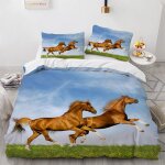 X cm housses de couettes polyester coton housse de couette enfant avec deux taies d'oreiller xcm cheval ...