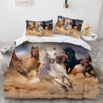 X cm housse couette polyester - coton housse de couette x fille avec taies d'oreiller xcm cheval animal ...
