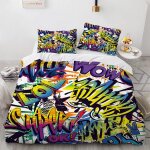 X cm housses de couettes polyester coton housse de couette x graffiti linge de lit doux confortable avec ...
