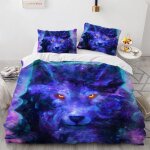 X cm housse couette polyester coton housse de couette personnes loup animal parures de lit moelleux avec ...