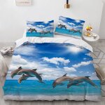 X cm housse couette polyester coton housse de couette personnes avec taies d'oreiller x cm dauphin parures ...