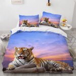 X cm housse de couette polyester coton housse de couette personnes avec taies d'oreiller x cm tigre animal ...