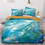 X cm microfibre housse de couette enfant doux confortable parure lit ocean mer marbre parure de lit x ...