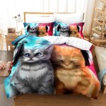 X cm microfibre housse de couette personnes doux confortable linge de lit chat animaux housse de couette ...
