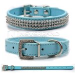 Xeme collier en cuir pu r�glable sangle bling strass collier chien chiot collier pour animaux de compagnie ...