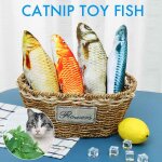 Xm animal de compagnie doux en peluche 3d poisson forme chat jouet interactif cadeaux poisson cataire ...