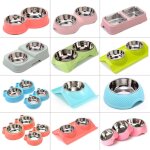 Xm bols double en acier inoxydable pour animaux pour chiens chiot chats chaton bol d'eau pour aliments ...