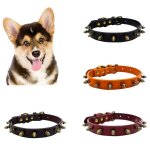 Xm collier en faux cuir pour chien collier avec clous rivet fournitures pour animaux domestiques