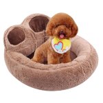 Xm coussin en forme de patte d'ours joli lit en forme de chien et de chat niche chaude et douce en peluche ...