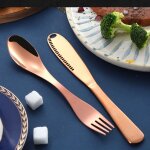 Xm couverts en acier inoxydable noble couteau fourchette a dessert vaisselle de table or rose or vaisselle ...