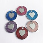 Xm etiquettes avec nom de chien pendentif motif de coeur color� a paillettes de mode collier d'animaux ...