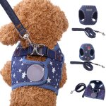 Xm harnais en denim pour chien fleur star a la mode gilet pour cou de marche laisse collier de plomb ...