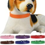 Xm offre sp�ciale faux cuir chien couleur unie ajustable a la mode sangle de cou pour chiot fournitures ...