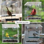 Xue mangeoire de fentre pour oiseaux en forme de maison grande avec ventouses transparente fournitures ...