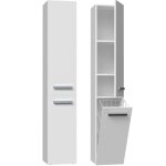 Yana - meuble salle de bain avec panier  linge - 31x30x174 cm - colonne rangement sdb - blanc