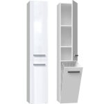 Yana - meuble salle de bain avec panier  linge - 31x30x174cm - colonne rangement sdb - blanc