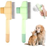 Yemaesre - 2 pices peigne pour chat avec bouton de dverrouillage, pour chat, peigne anti - puces poils ...