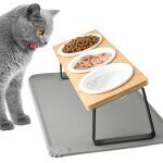 Yemaesre - gamelle pour chat et petits chiens surleve, 3 bols ceramique de nourriture avec support ...