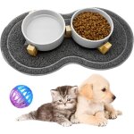 Yemaesre - gamelle chat surleve 2x400ml gamelle chat chien ceramique bol chat avec support et tapis ...