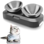 Yemaesre - gamelle chat surleve, acier inoxydable, bol pour chat avec support antidrapant, gamelle ...