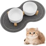 Yemaesre - gamelle chat surleve avec support, 400ml gamelle eau chat, gamelle chien design a double ...