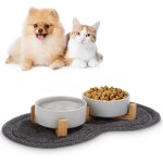 Yemaesre - gamelle sureleve 2x400ml ceramique bol avce support tapis antidrapant pour chat chien ¿gris ...