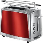 Yemaesre - grillepain [pour 2 tranches] luna rouge inox (2 fentes extra larges, 6 niveaux de brunis rapide, ...