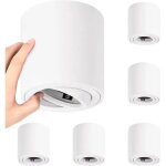 Yindalux lot de 6 spots led plafond blanc orientables, aluminium �80x84mm, douille gu10, 230v.