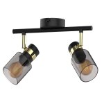 Zumaline asti spot de plafond twin, noir mat, dor�, 2x e14