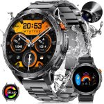 1. 75  grand ecran amoled montre connecte homme avec led lampe torche, extrieur militr smart watch ...