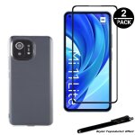 1 coque de protection transparente + 2 verres tremp bords noirs pour xiaomi mi 11 lite 4g / 5g avec ...
