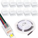 10pcs connecteur rgbw 5 broches, connecteurs led 5 broches, bande led de 10mm convertisseur de lumire ...