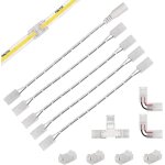 12 pack 8mm 2 pin connecteur led kit pour ruban led cob, comprend 4 connecteurs milieu, 2 en forme de ...