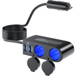 120w multi prise chargeur allume cigare usb rapide, 4 en 1 chargeur voiture allume cigare adaptateur ...