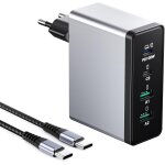 140w chargeur usb c, 4 ports bloc d'alimentation rapide gan, adaptateur mural pd + qc, 100w ports de ...