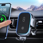 15w car phone holder induction [automatic clamping], dual coil fast wireless induction car charger compatible ...