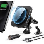 15w support telephone voiture magsafe, chargeur magsafe voiture sans fil, support telephone magn�tique ...