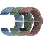 19mm lot de 3 bracelets de rechange en nylon tress� a fermeture rapide - pour samsung, garmin, fossil, ...