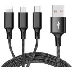 1pc 3 en 1 multi type cble c micro usb data sync charge pour iphone android nouveau - n