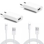 2 adaptateur chargeur prise secteur 1a + 2 c�ble usb 1 m�tre pour iphone x