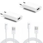 2 adaptateur chargeur prise secteur + cble usb iphone x 8 7 6s 6 plus 5 5s 5c se