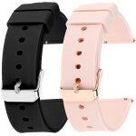 2 pack silicone watch bands waterproof quick release with black or silver stainless steel buckle compatible ...