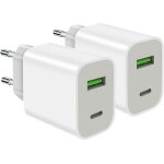 2 pack usb c fast charger, 2 port 20w usb c charger adapter for iphone 16 15 14 13 12 11 pro max se xs ...