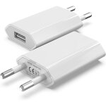 (2 pack) usb socket, 5v 1a mains charger tip, ac adapter compatible with iphone, ipad, ipod, android, ...